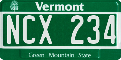 VT license plate NCX234