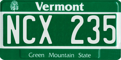VT license plate NCX235