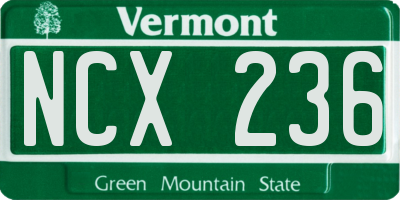 VT license plate NCX236