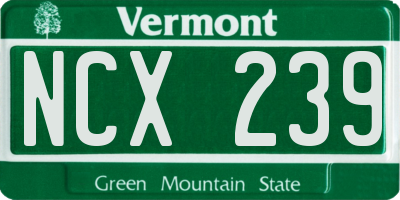 VT license plate NCX239