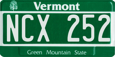 VT license plate NCX252