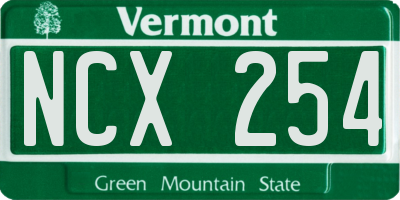 VT license plate NCX254