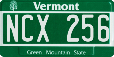 VT license plate NCX256