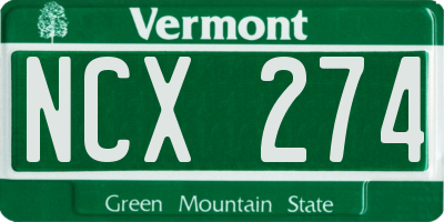 VT license plate NCX274