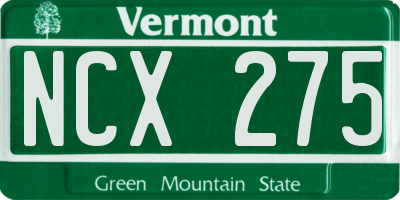 VT license plate NCX275