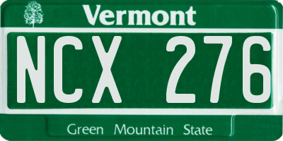 VT license plate NCX276