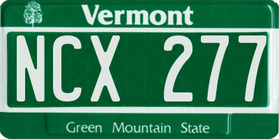 VT license plate NCX277