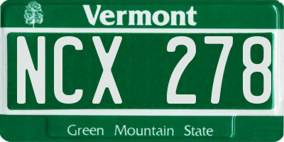 VT license plate NCX278