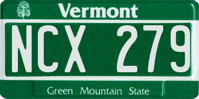 VT license plate NCX279