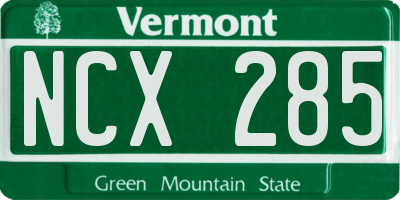 VT license plate NCX285