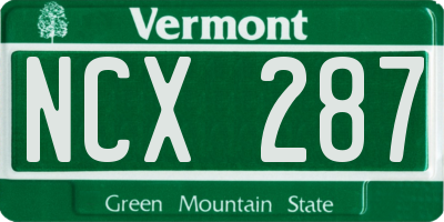 VT license plate NCX287