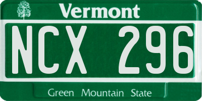 VT license plate NCX296