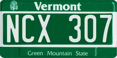 VT license plate NCX307