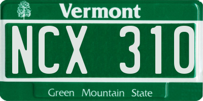 VT license plate NCX310