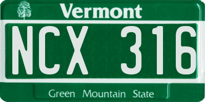 VT license plate NCX316