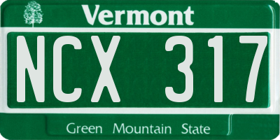 VT license plate NCX317