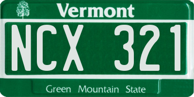 VT license plate NCX321