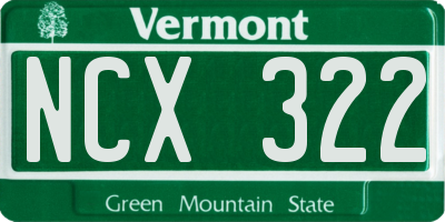 VT license plate NCX322