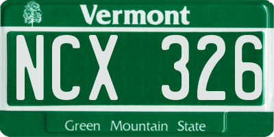 VT license plate NCX326