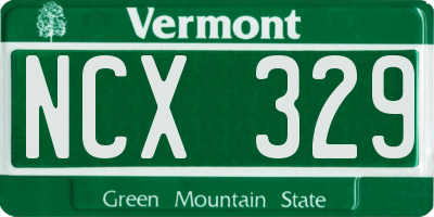 VT license plate NCX329
