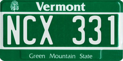 VT license plate NCX331