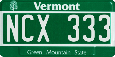 VT license plate NCX333