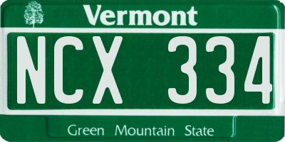 VT license plate NCX334