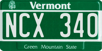 VT license plate NCX340