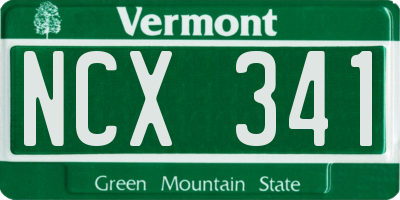 VT license plate NCX341