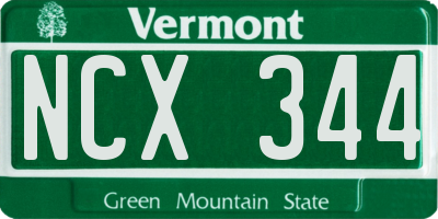 VT license plate NCX344