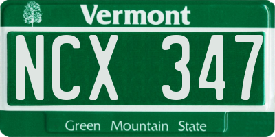 VT license plate NCX347