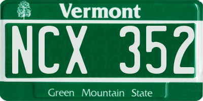VT license plate NCX352