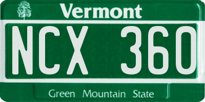 VT license plate NCX360