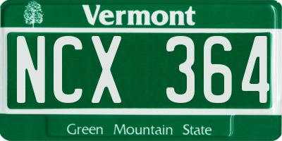 VT license plate NCX364