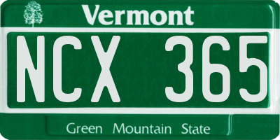 VT license plate NCX365