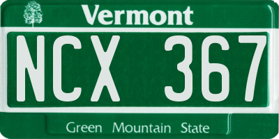 VT license plate NCX367