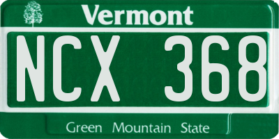 VT license plate NCX368