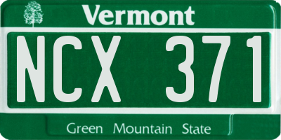 VT license plate NCX371