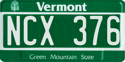 VT license plate NCX376