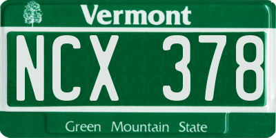 VT license plate NCX378