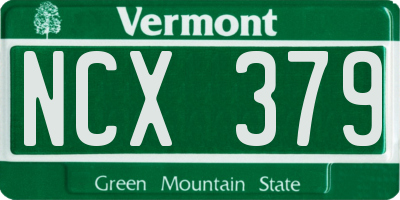 VT license plate NCX379