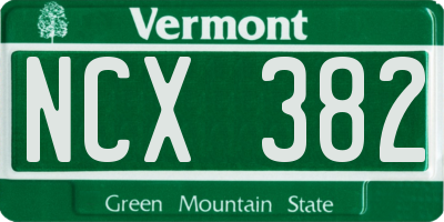 VT license plate NCX382