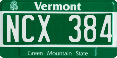 VT license plate NCX384