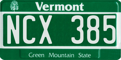 VT license plate NCX385