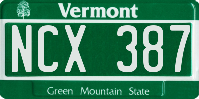 VT license plate NCX387