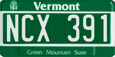 VT license plate NCX391