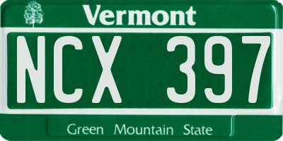 VT license plate NCX397