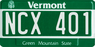 VT license plate NCX401