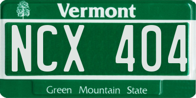 VT license plate NCX404