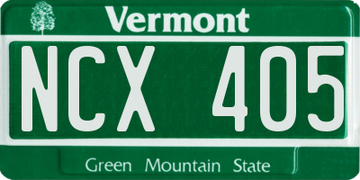 VT license plate NCX405